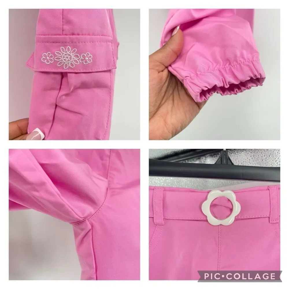 Little Lass 18M Pink Embroidered Smocked Top Cargo Pants Outfit Set Boho - Picture 7 of 13